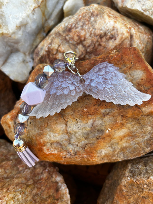 Angel wings beaded key chain