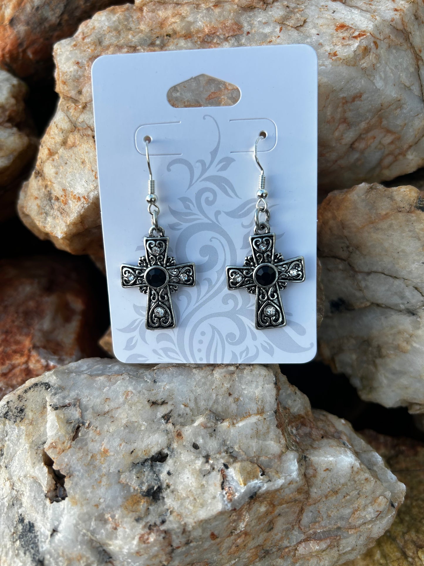 Silver cross earrings