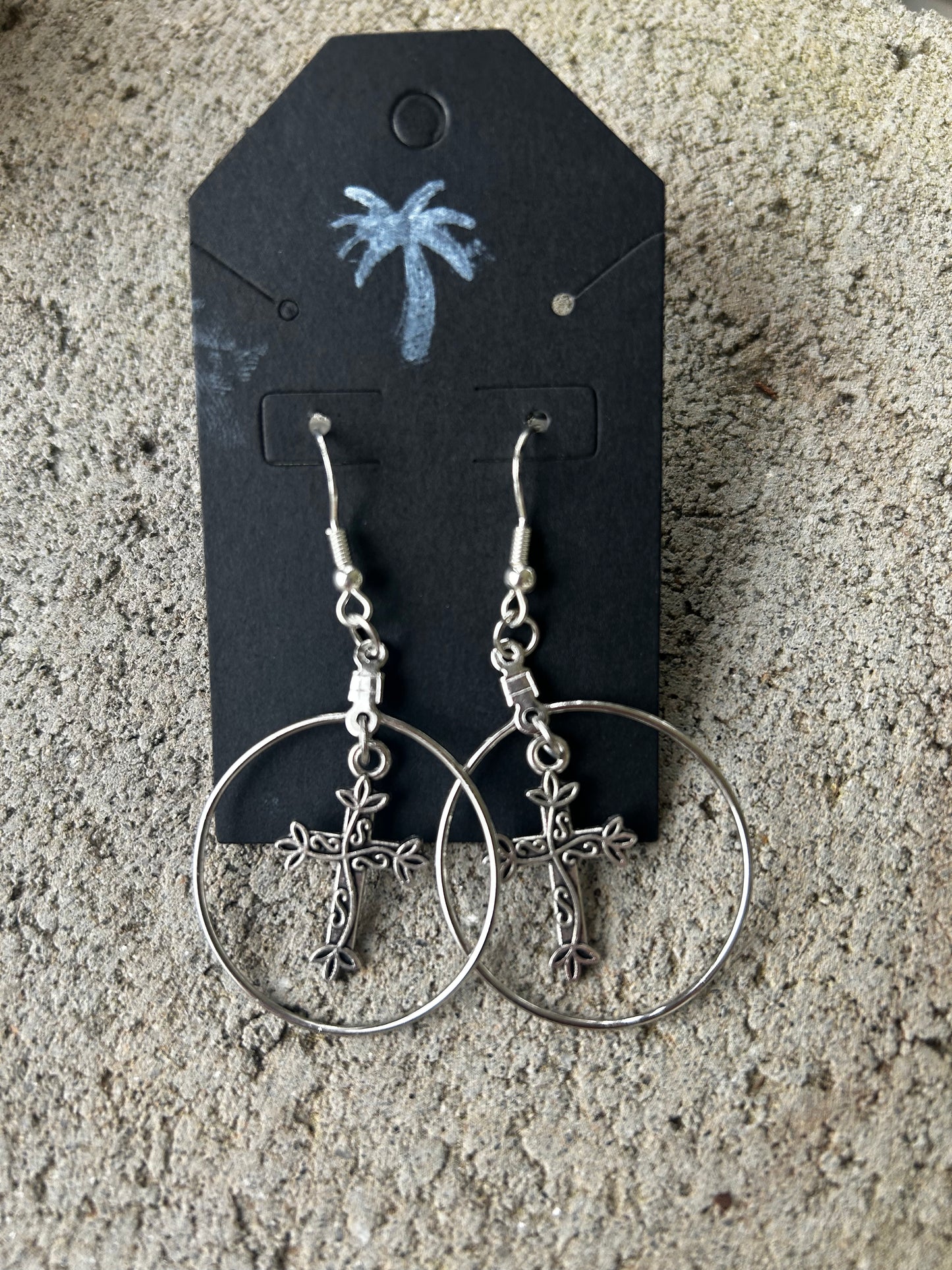 Cross within a circle earrings